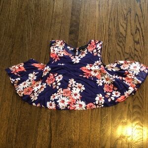 3/$10 Dance & Marvel Floral Flowy Boho Bohemian Shoulder Cut-Out Crop Top